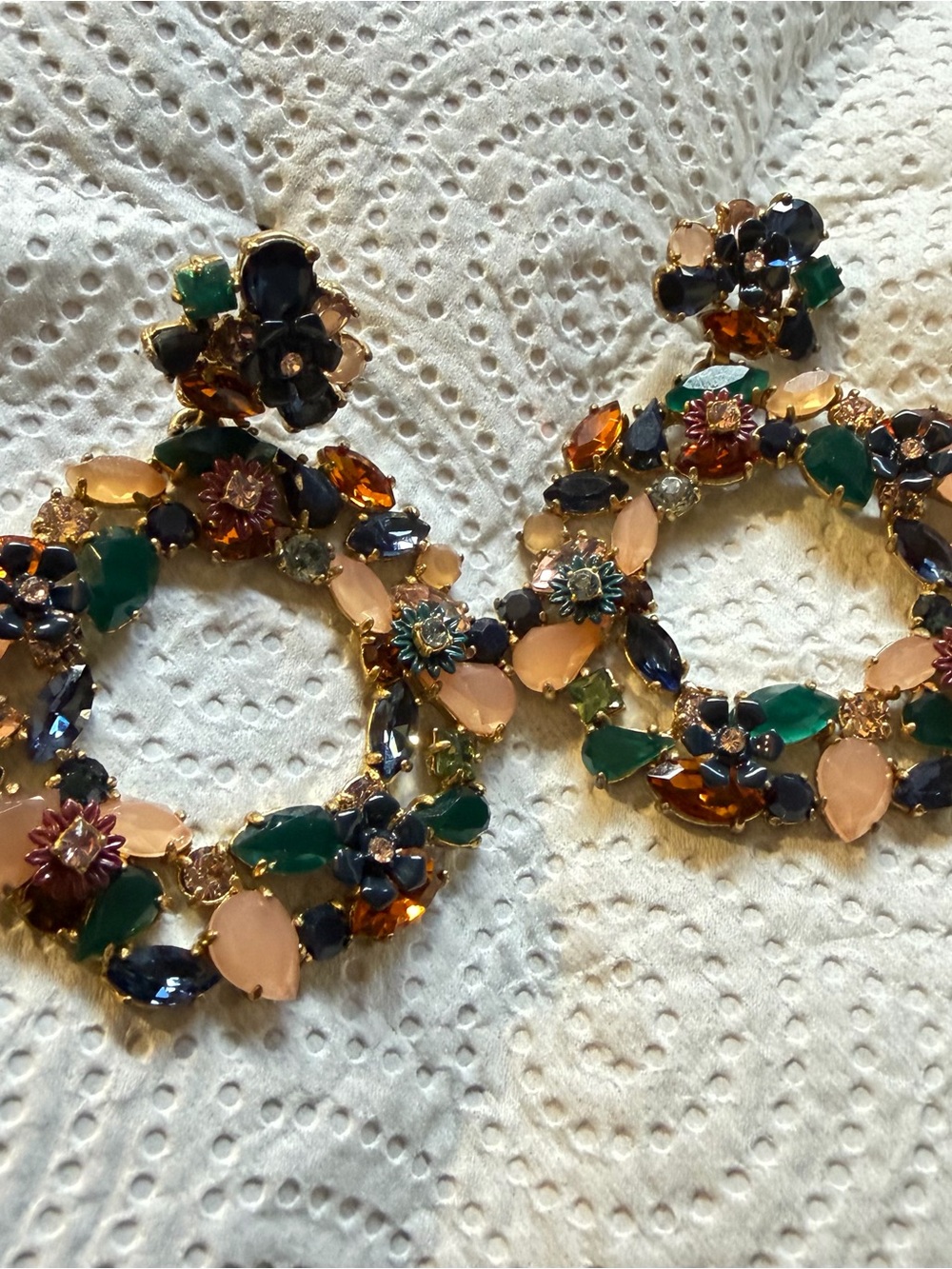J.Crew Colorful Floral Hoop Wreath Statement Earrings - Multi Fall Winter colors - Picture 6 of 6